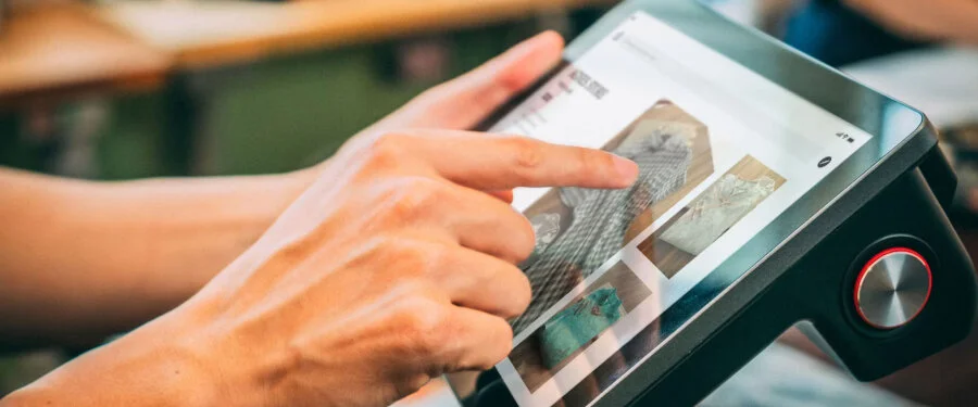 Debit card payment on a POS machine in Dubai