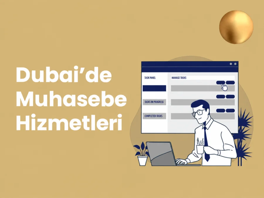 Bilgisayarda çalışan muhasebeci ve iş takibi ekranı illüstrasyonu.