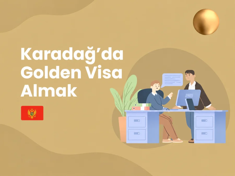 Illustration of the Montenegro flag and a consultancy meeting representing Golden Visa services.